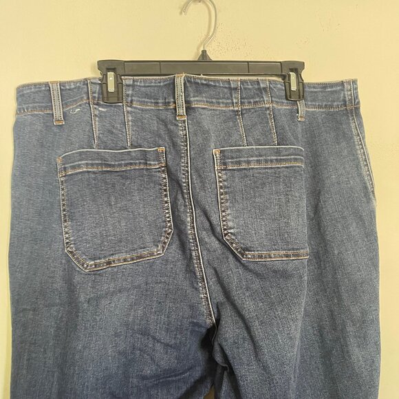 Talbots Women's Plus 18W Sailor Wide Leg Jeans Trousers Button Detail T6 - Picture 8 of 11